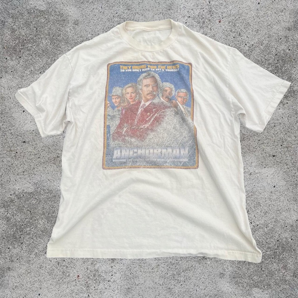 Vintage 2004 Anchorman Movie Promo Tshirt Large XL Rare Grail Faded Mens Flawed